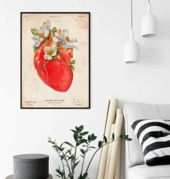 Anatomie cardiaque II - Floral - Vieux papier-Codex Anatomicus Best