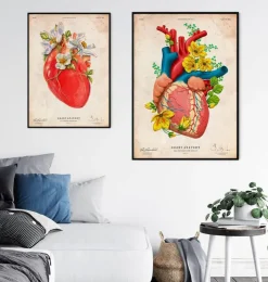 Anatomie cardiaque II - Floral - Vieux papier-Codex Anatomicus Best