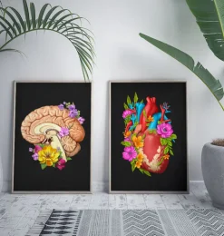 Anatomie cardiaque IV - Floral - Noir-Codex Anatomicus