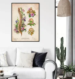 Anatomie de la colonne vertébrale - Floral - Vintage-Codex Anatomicus New