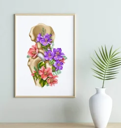 Anatomie de la hanche - Floral - Blanc-Codex Anatomicus