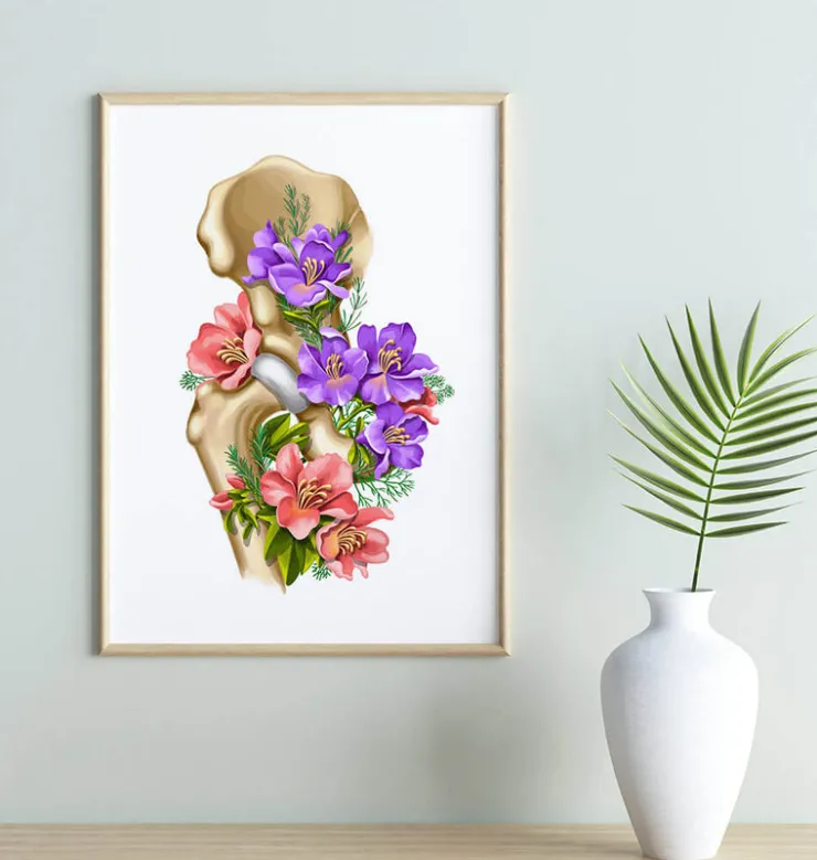 Anatomie de la hanche - Floral - Blanc-Codex Anatomicus
