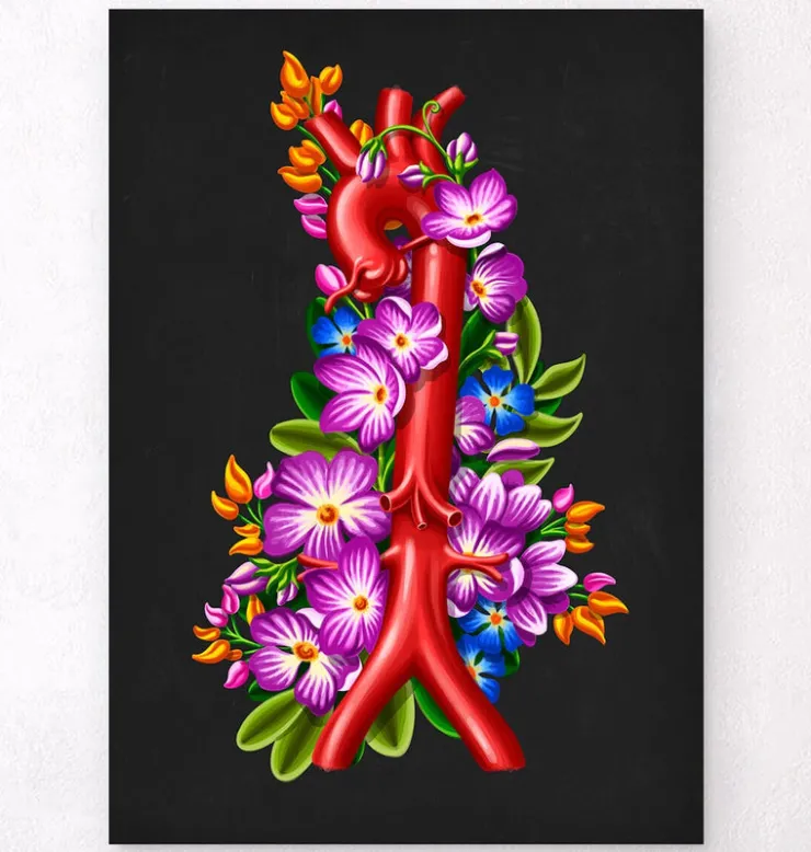 Anatomie de l'aorte - Floral - Noir-Codex Anatomicus Hot