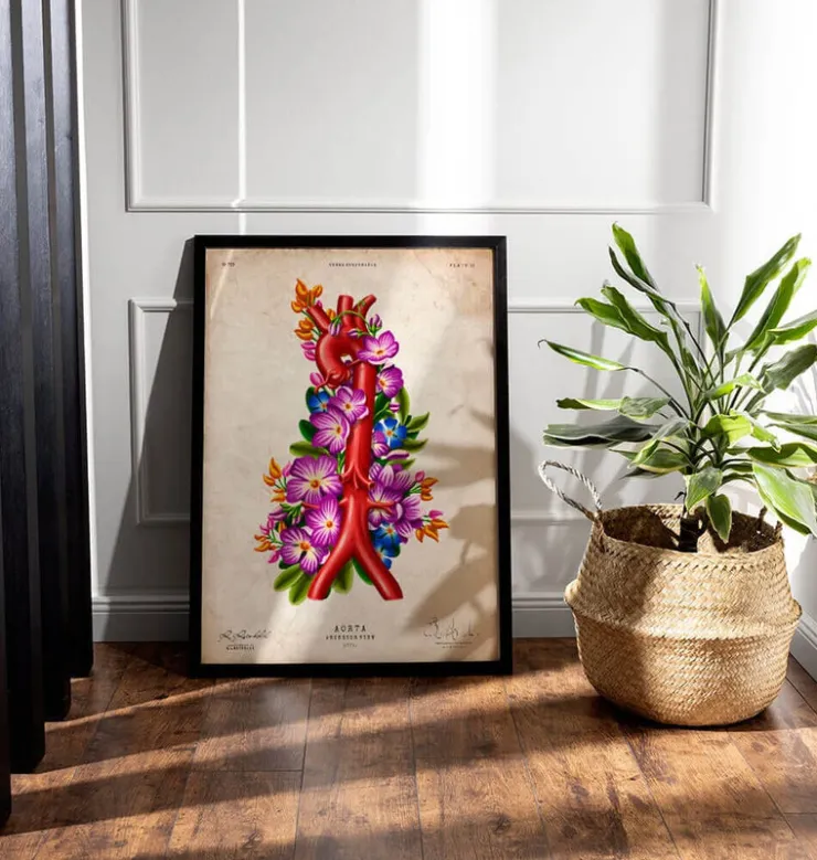 Anatomie de l'aorte - Floral - Vintage-Codex Anatomicus Best
