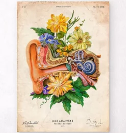 Anatomie de l'oreille - Floral - Vieux papier-Codex Anatomicus Outlet