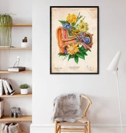 Anatomie de l'oreille - Floral - Vieux papier-Codex Anatomicus Outlet