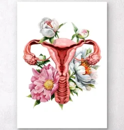 Anatomie de l'utérus - Floral - Blanc-Codex Anatomicus Outlet