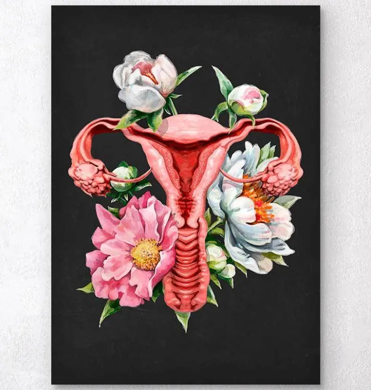 Anatomie de l'utérus - Floral - Noir-Codex Anatomicus Discount