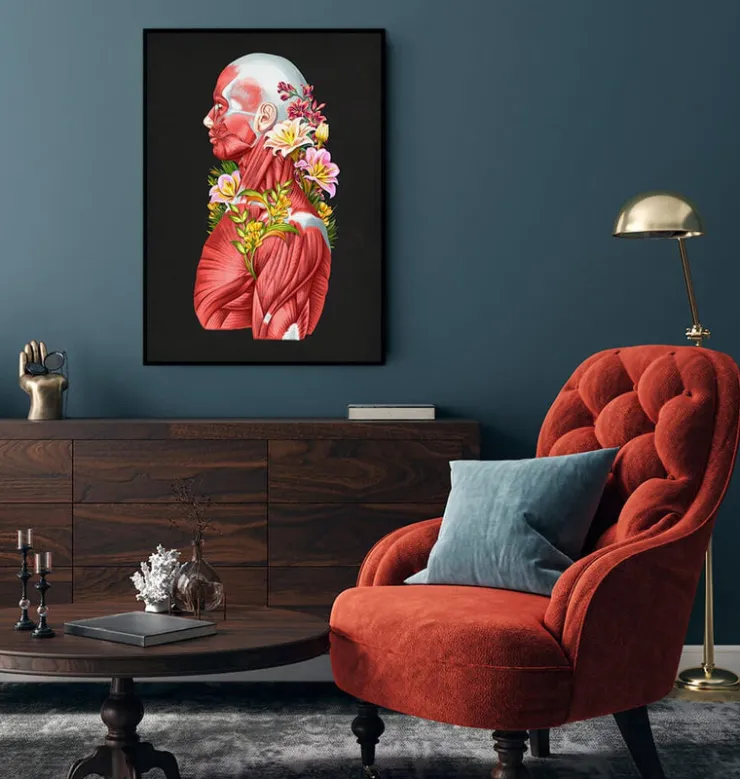 Anatomie des muscles - Floral - Noir-Codex Anatomicus New