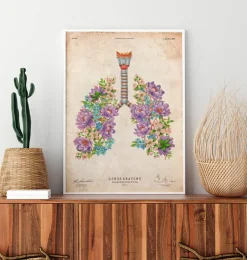 Anatomie des poumons - Floral - Vintage-Codex Anatomicus Online