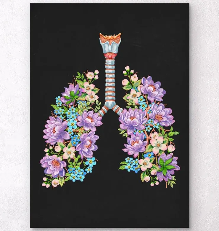 Anatomie des poumons - Floral - Noir-Codex Anatomicus New