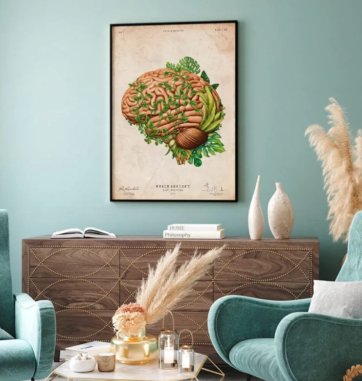 Anatomie du cerveau IV - Floral - Vintage-Codex Anatomicus