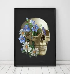 Anatomie du crâne - Floral - Noir-Codex Anatomicus Sale