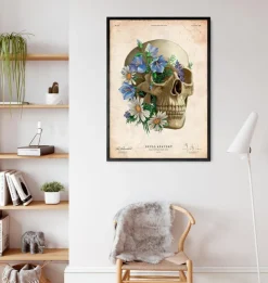 Anatomie du crâne - Floral - Vieux papier-Codex Anatomicus New
