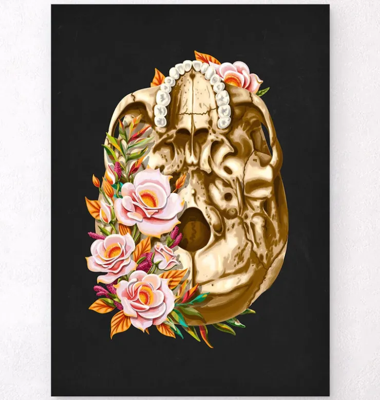Anatomie du crâne V - Floral - Noir-Codex Anatomicus Discount