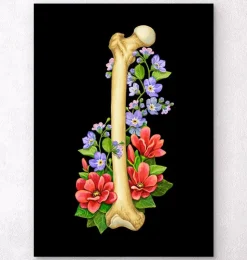 Anatomie du fémur - Floral - Noir-Codex Anatomicus Outlet