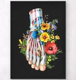 Anatomie du pied - Floral - Noir-Codex Anatomicus