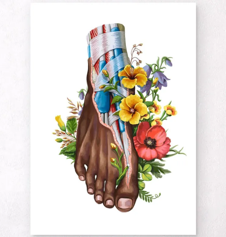 Anatomie du pied II - Floral - Blanc-Codex Anatomicus New