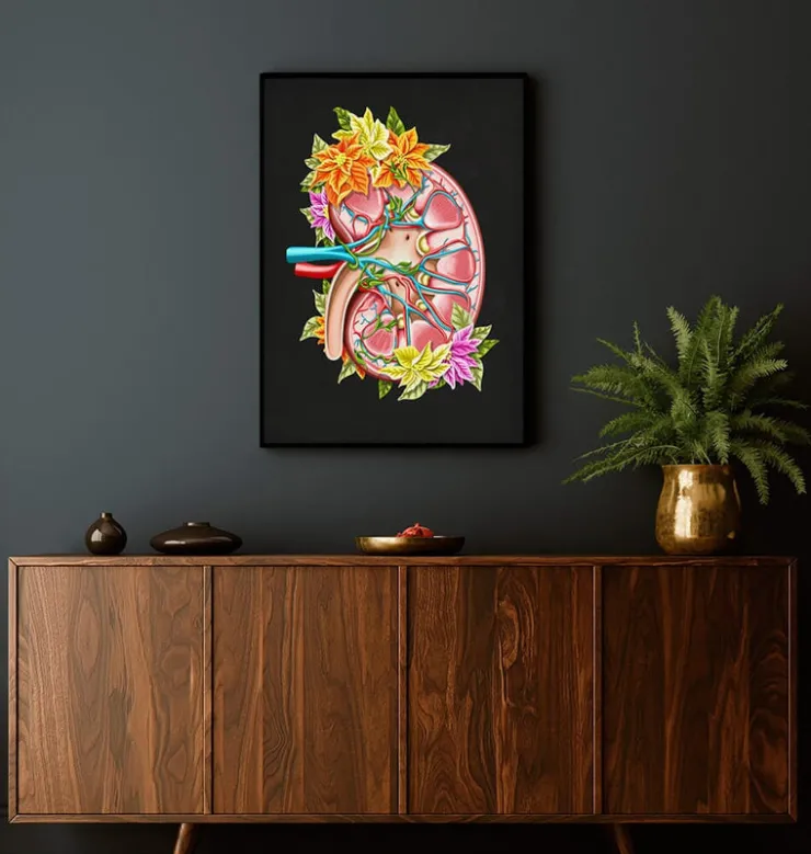 Anatomie du rein II - Floral - Noir-Codex Anatomicus Discount