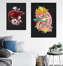 Anatomie du rein II - Floral - Noir-Codex Anatomicus Discount