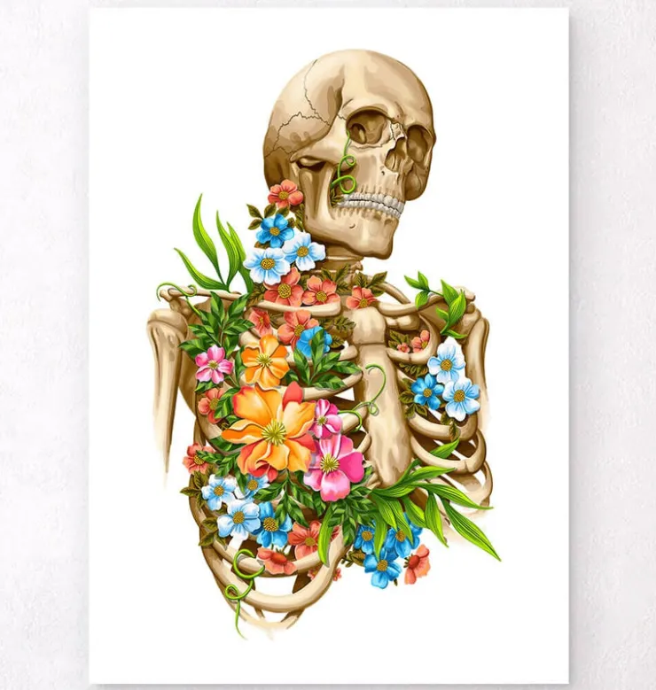 Anatomie du squelette - Floral - Blanc-Codex Anatomicus