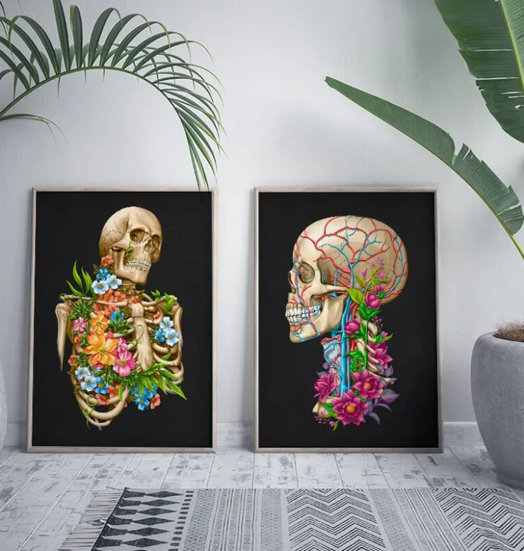 Anatomie du squelette - Floral - Noir-Codex Anatomicus New