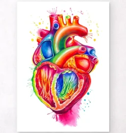 Art coeur anatomique III - Aquarelle-Codex Anatomicus Outlet