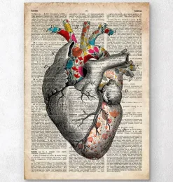 Art floral coeur motif - Ancien dictionnaire-Codex Anatomicus Discount