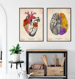 Cerveau avec des fleurs - Vieux papiers-Codex Anatomicus Outlet