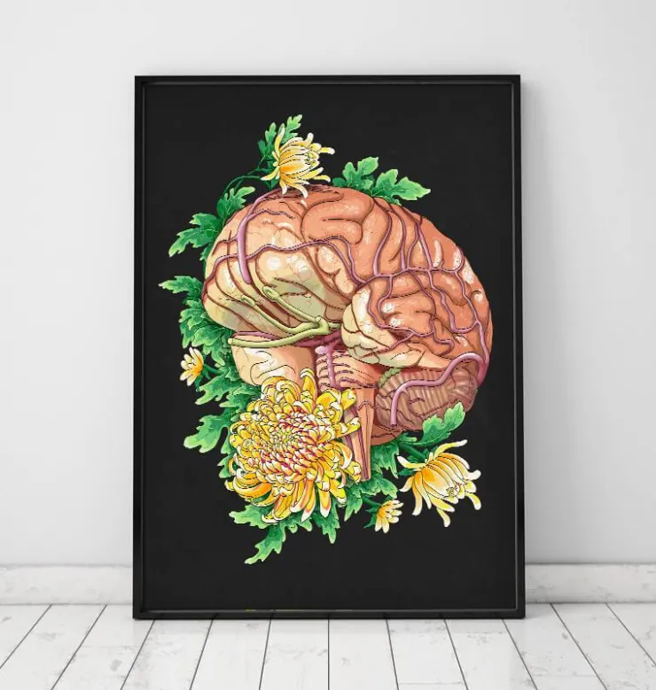 Cerveau avec fleurs - Noir-Codex Anatomicus Discount