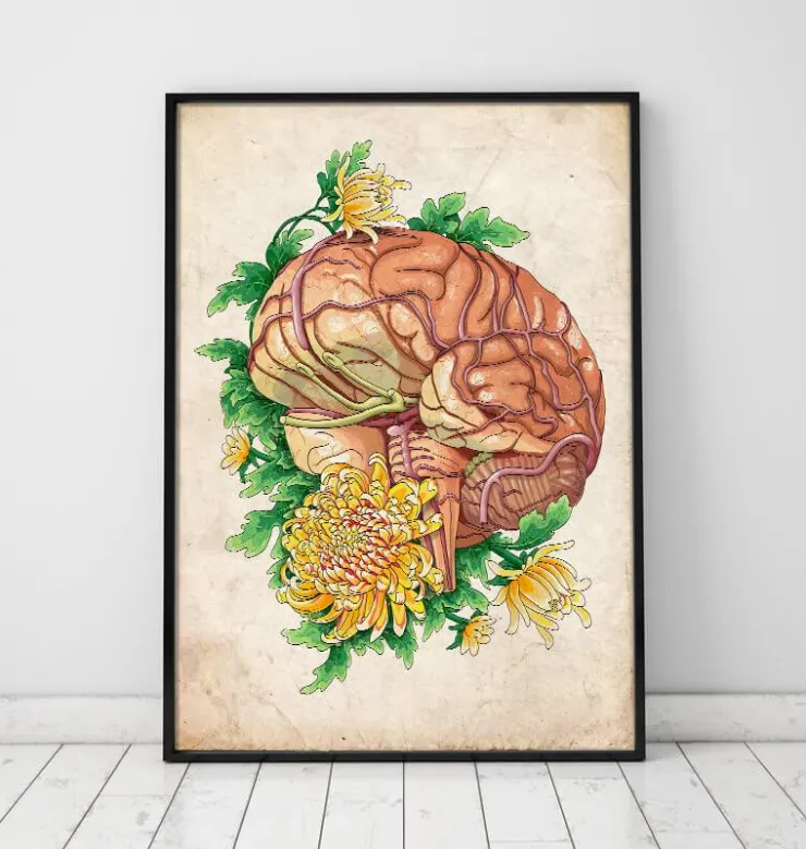 Cerveau avec fleurs - Vieux papiers-Codex Anatomicus Outlet