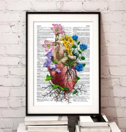 Coeur avec des fleurs - Page du dictionnaire-Codex Anatomicus Outlet
