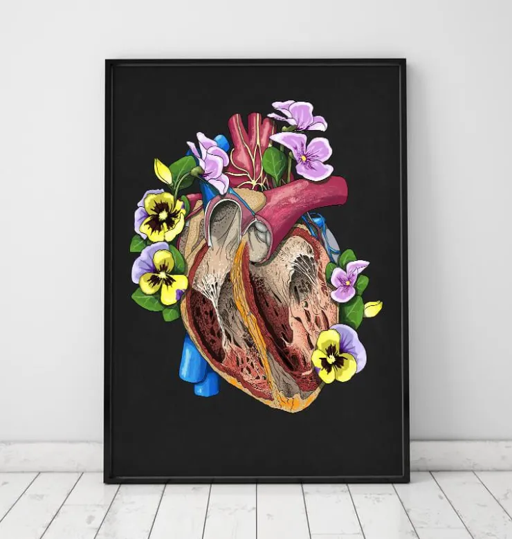 Coeur avec fleurs II - Noir-Codex Anatomicus New
