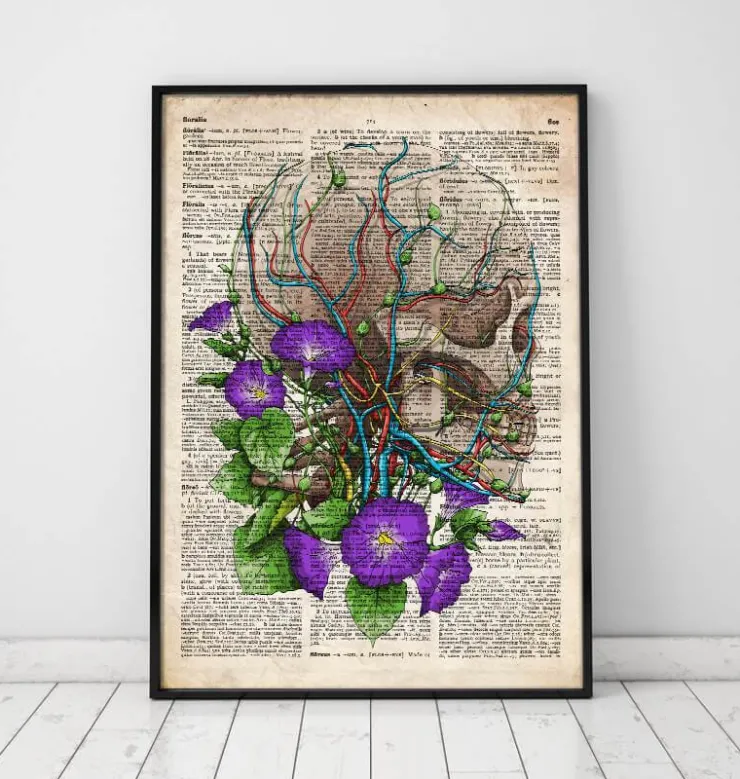 Crâne avec des fleurs - Dictionnaire-Codex Anatomicus Outlet