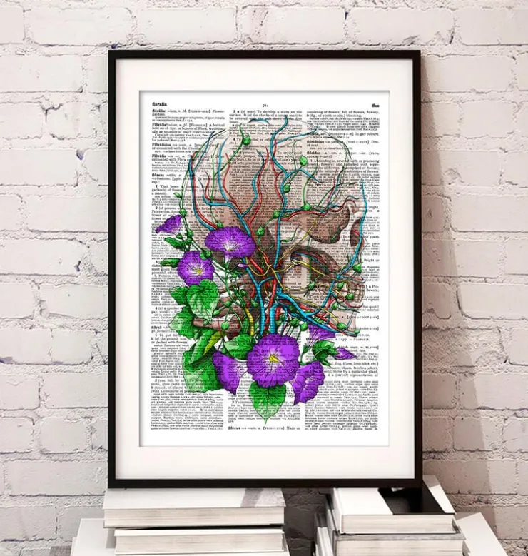 Crâne avec des fleurs - Dictionnaire-Codex Anatomicus Hot