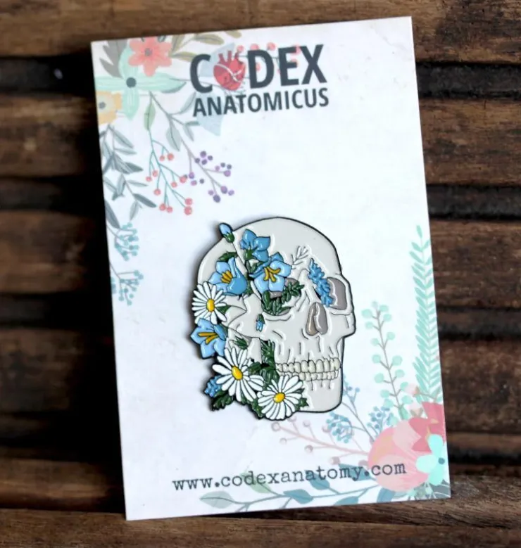 Crâne avec des fleurs - Pins-Codex Anatomicus Discount