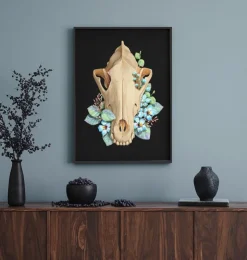 Crâne de chien - Floral - Noir-Codex Anatomicus New