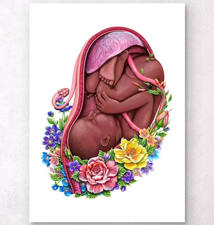 Foetus in a utérus - Floral - Blanc-Codex Anatomicus Outlet
