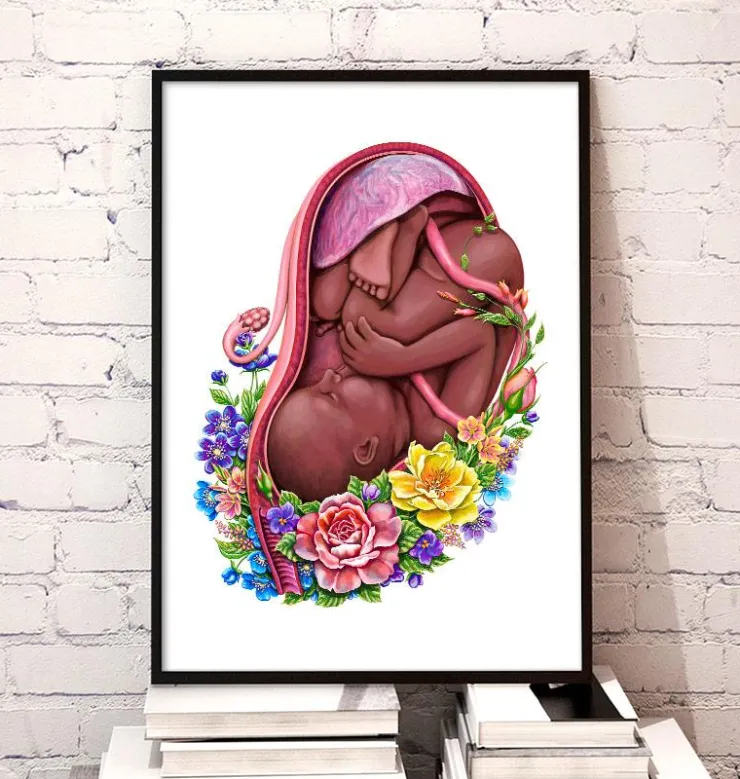 Foetus in a utérus - Floral - Blanc-Codex Anatomicus Outlet