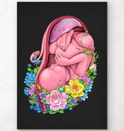 Foetus in a utérus - Floral - Noir-Codex Anatomicus Best