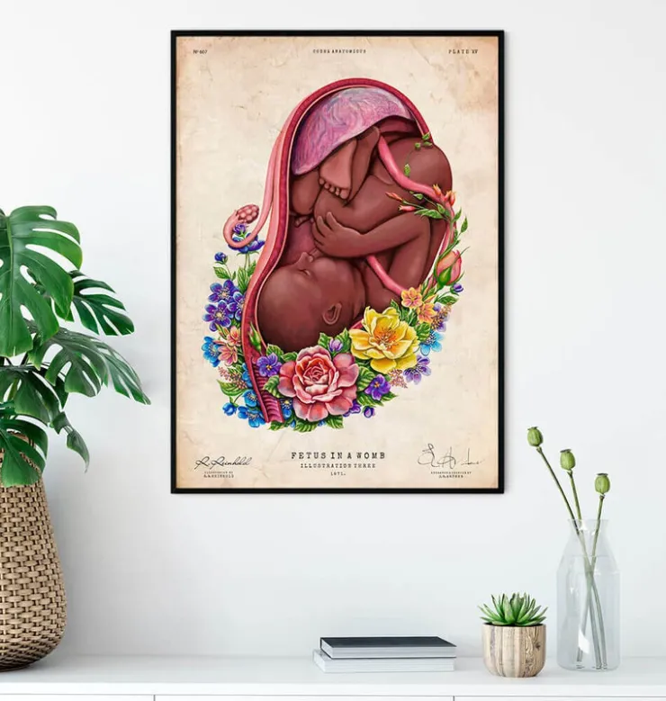 Foetus in a utérus - Floral - Blanc-Codex Anatomicus Best