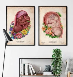 Foetus in a utérus II - Vieux papier-Codex Anatomicus New