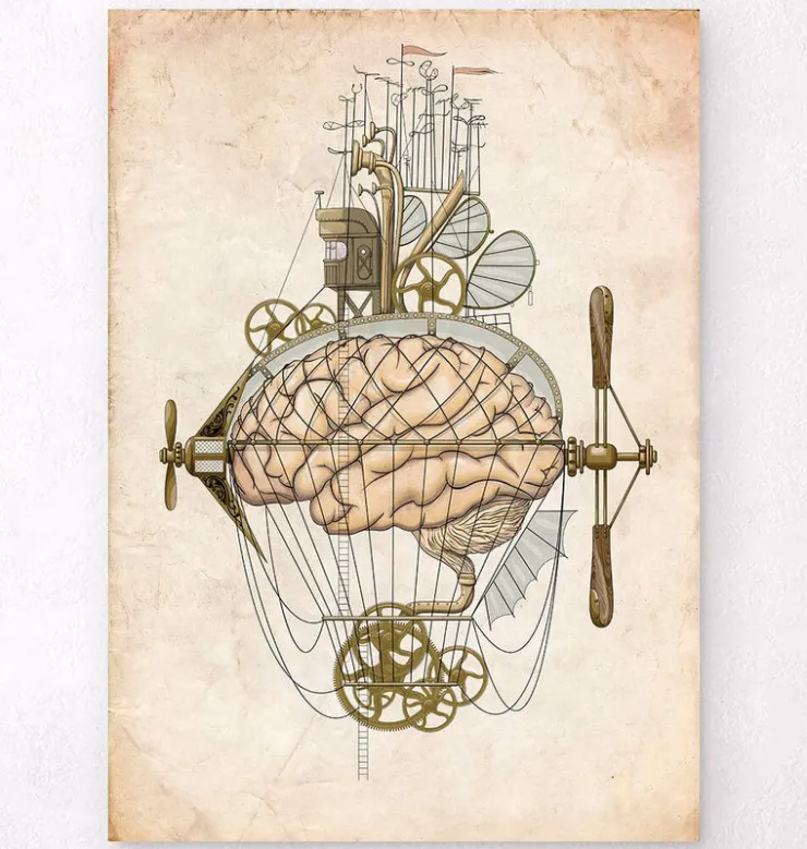 Impression d'art Steampunk cerveau-Codex Anatomicus Clearance