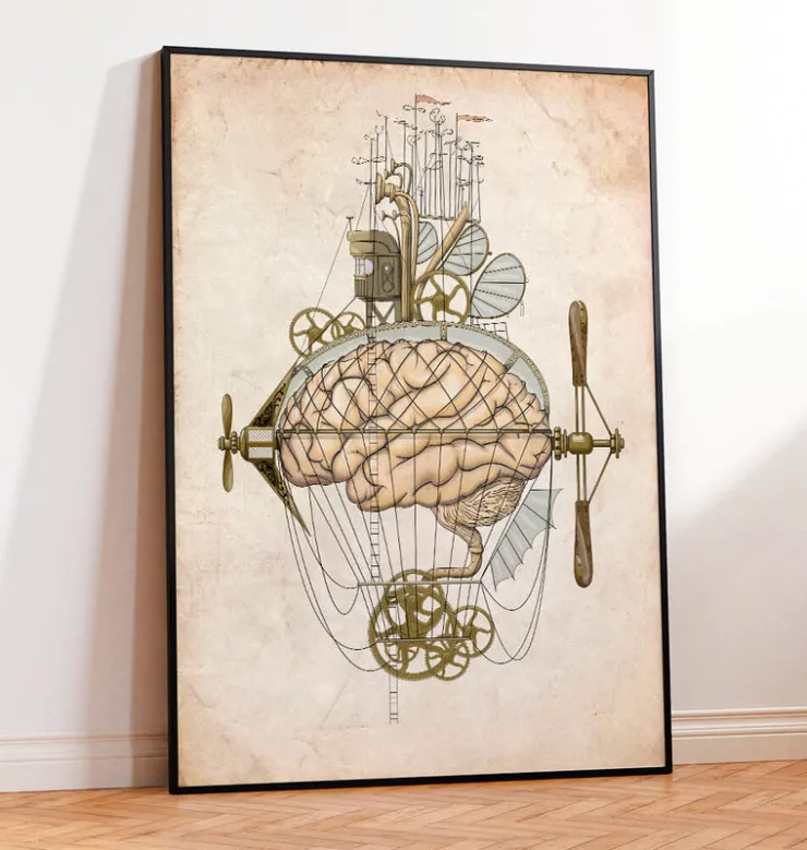 Impression d'art Steampunk cerveau-Codex Anatomicus Clearance