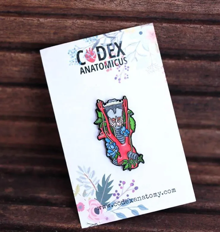 Larynx, aorte et thyroïde avec fleurs - Pins-Codex Anatomicus Online