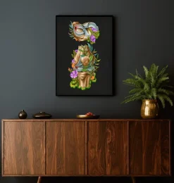 Lésion méniscale - Floral - Noir-Codex Anatomicus Outlet