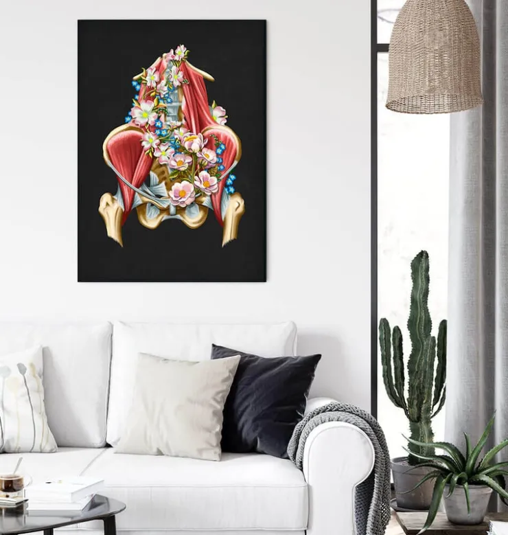 Muscles iliaque et psoas - Floral - Noir-Codex Anatomicus Outlet
