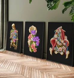 Muscles iliaque et psoas - Floral - Noir-Codex Anatomicus Outlet