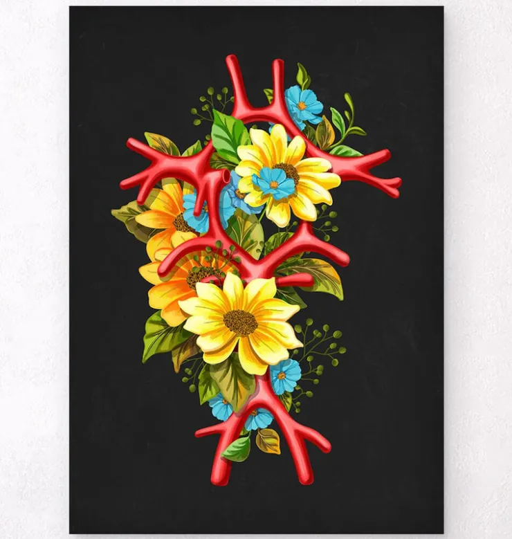Polygone de Willis - Floral - Noir-Codex Anatomicus Clearance