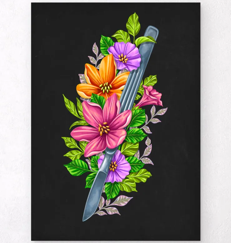 Scalpel avec Fleurs - Noir-Codex Anatomicus